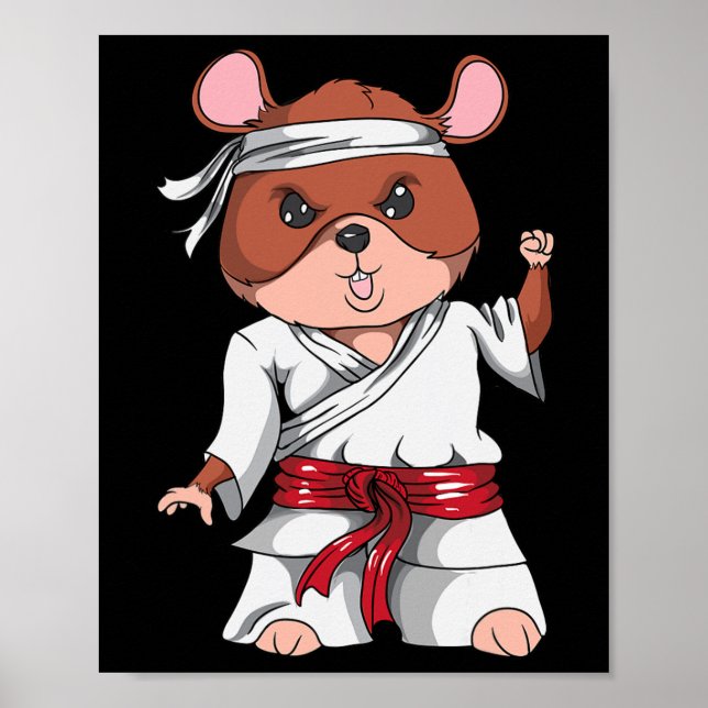 Karate Hamster Kickboxing Martial Art Jiu Jitsu Fa Poster (Front)