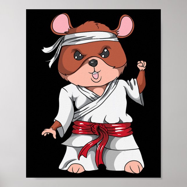 Karate Hamster Kickboxing Martial Art Jiu Jitsu Fa Poster (Front)