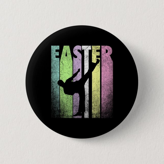 Karate Happy Easter Funny Spring Fun Holiday  Button (Front)