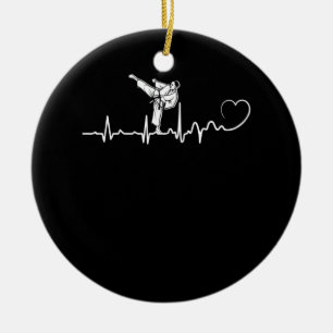 Karate Heartbeat Gift For Karateka Ceramic Ornament