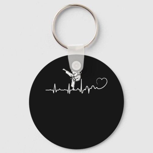 Karate Heartbeat Gift For Karateka Keychain