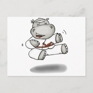 Karate Hippo Postcard