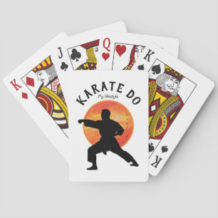Karate Japan Black Rising Sun Modern Trendy Name Poker Cards