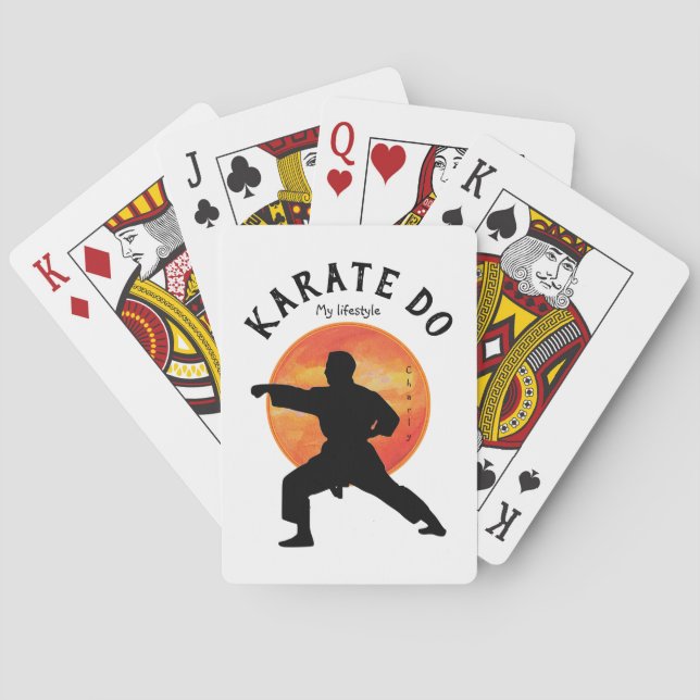 Karate Japan Black Rising Sun Modern Trendy Name   Poker Cards (Back)
