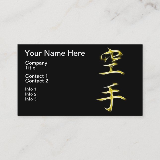 Karate Japanese Kanji Calligraphy Symbol Business Card (Front)