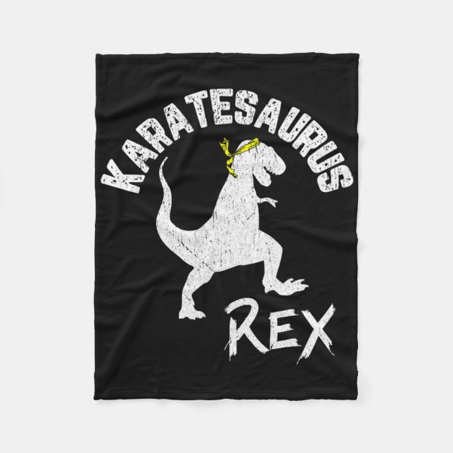 Karate Karatesaurus Rex Dinosaur Funny Martial Art Fleece Blanket (Front)