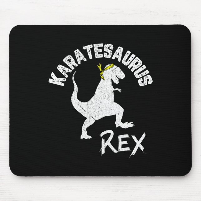 Karate Karatesaurus Rex Dinosaur Funny Martial Art Mouse Pad (Front)
