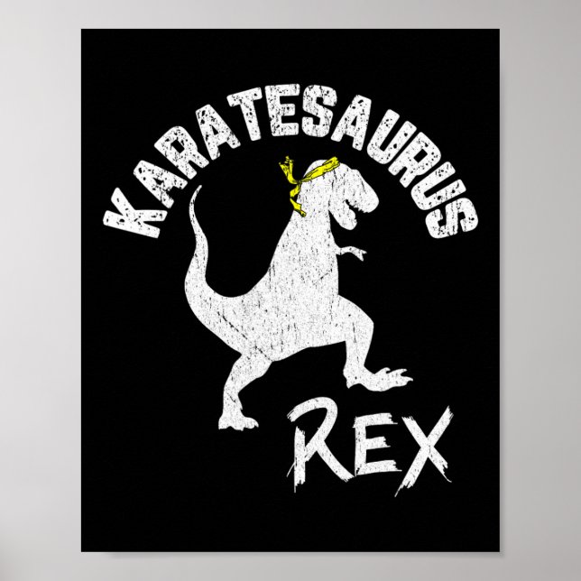 Karate Karatesaurus Rex Dinosaur Funny Martial Art Poster (Front)