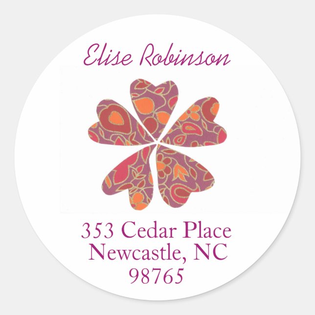 Karate Kat blooming hearts address label (Front)