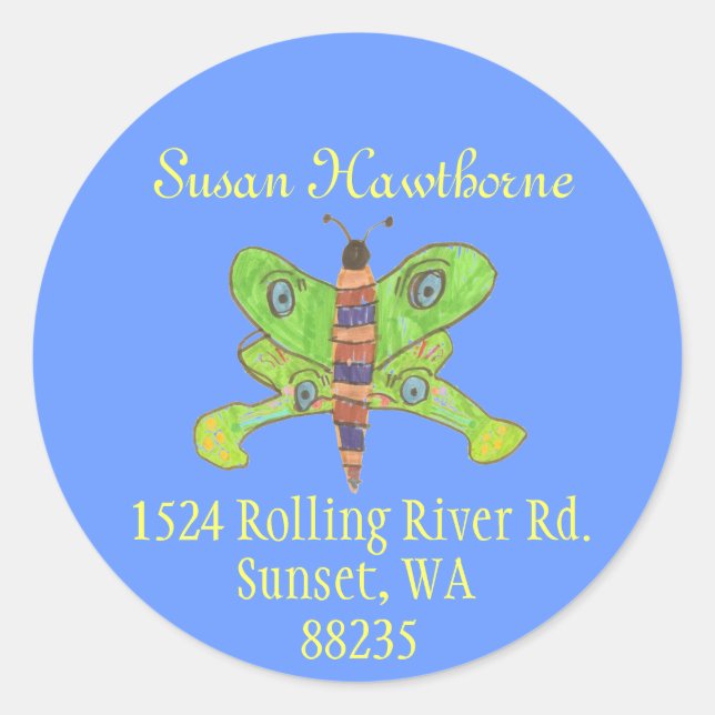 Karate Kat butterfly address label (Front)