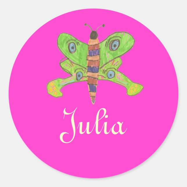 Karate Kat butterfly ID--to person... Classic Round Sticker (Front)