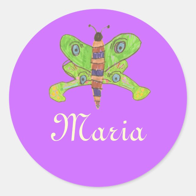 Karate Kat butterfly ID--to personalize Classic Round Sticker (Front)