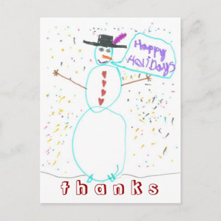Karate Kat Graphics snowman thank-you Holiday Postcard
