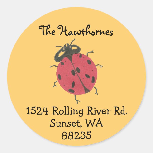 Karate Kat ladybug address label (Front)