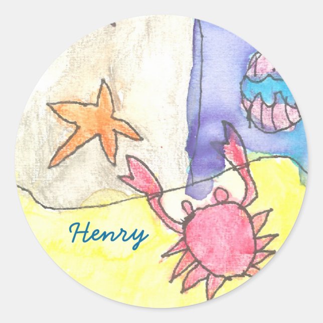 Karate Kat ocean ID sticker--to personalize Classic Round Sticker (Front)