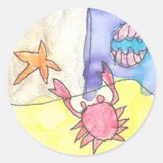 Karate Kat ocean scene Classic Round Sticker