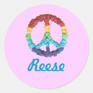 Karate Kat peace-sign ID--to personalize Classic Round Sticker