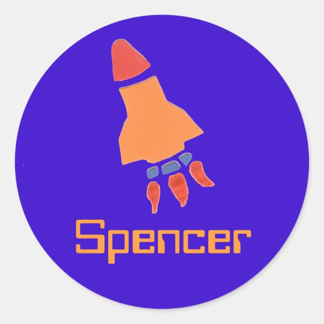 Karate Kat rocket sticker--to personalize Classic Round Sticker (Front)