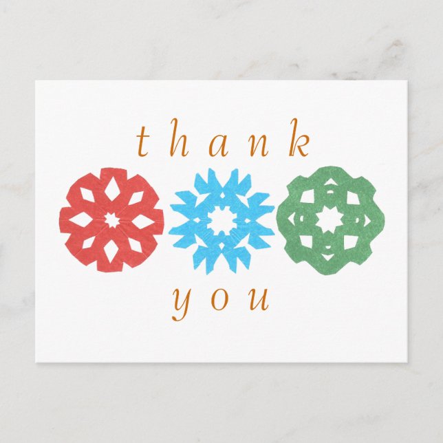 Karate Kat snowflake trio thank-you Postcard (Front)