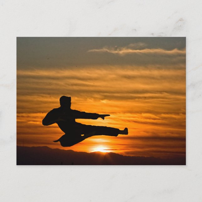 karate kick at sunrise postcard (Front)