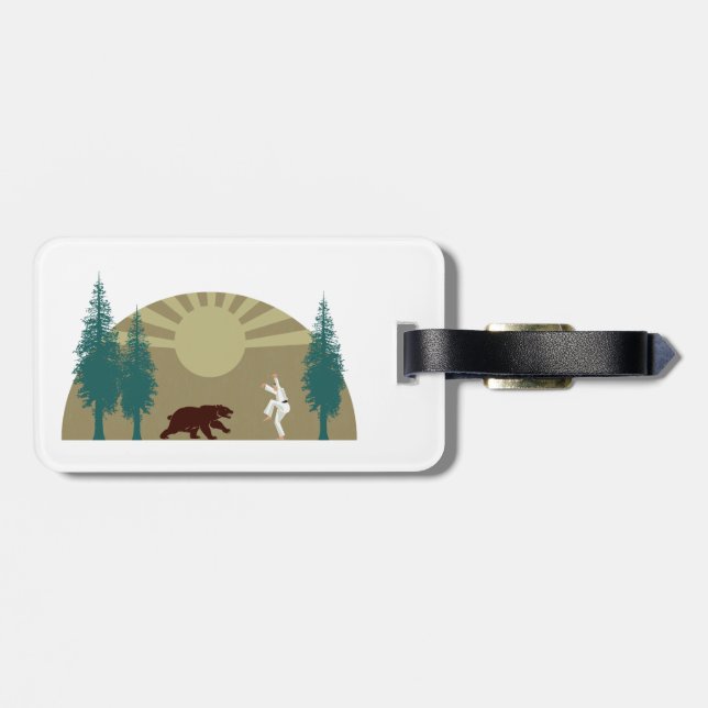 Karate Kick Bear Luggage Tag (Back Horizontal)