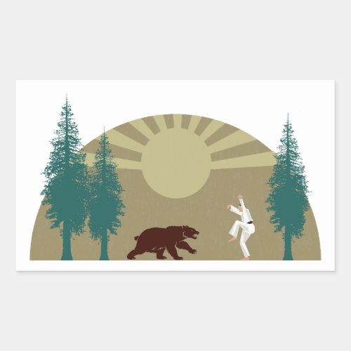 Karate Kick Bear Rectangular Sticker