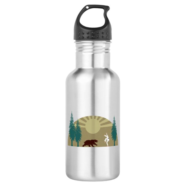 Karate Kick Bear Stainless Steel Water Bottle (Front)