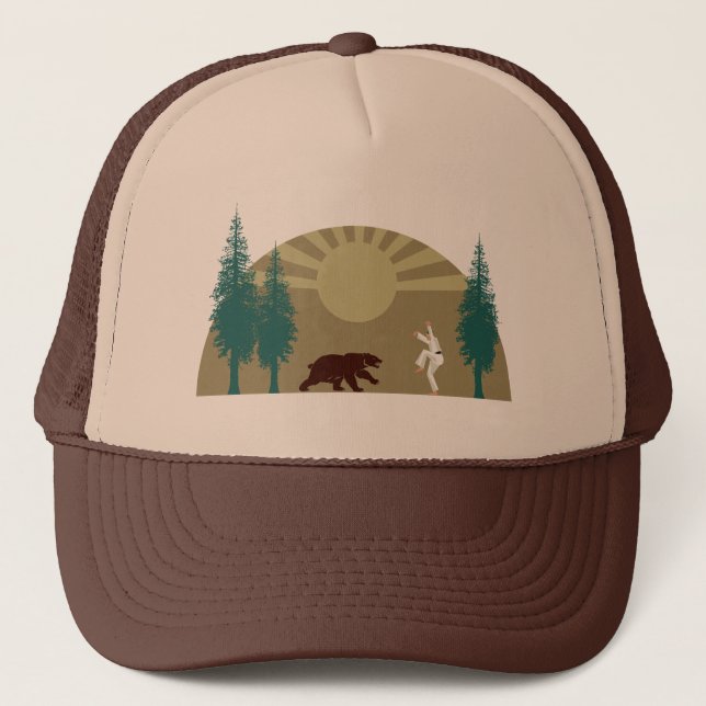 Karate Kick Bear Trucker Hat (Front)
