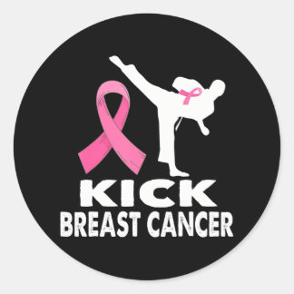 Karate Kick Breast Cancer Awareness Pink Classic Round Sticker