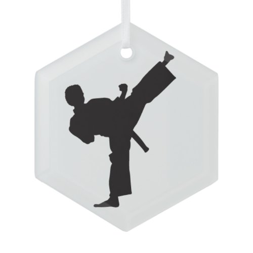 Karate Kick Martial Arts Silhouette Glass Ornament