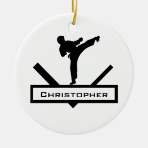 Karate kick personalized name ornament