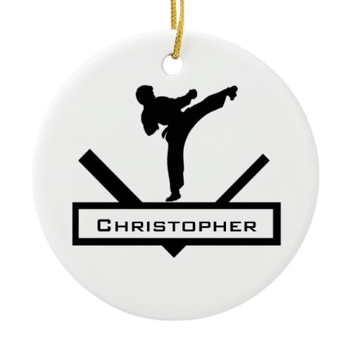 Karate kick personalized name ornament