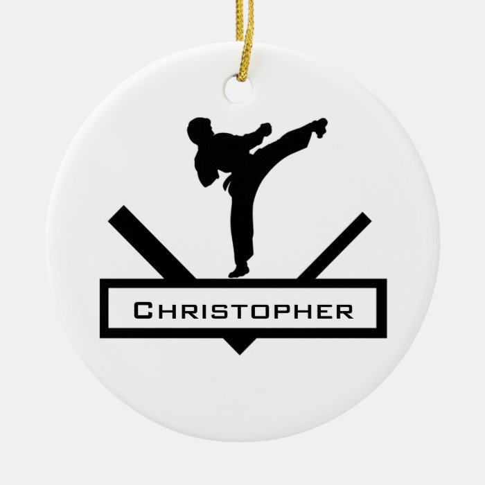 Karate kick personalized name ornament