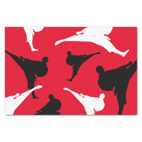 Karate kick pose silhouettes martial arts theme tissue paper