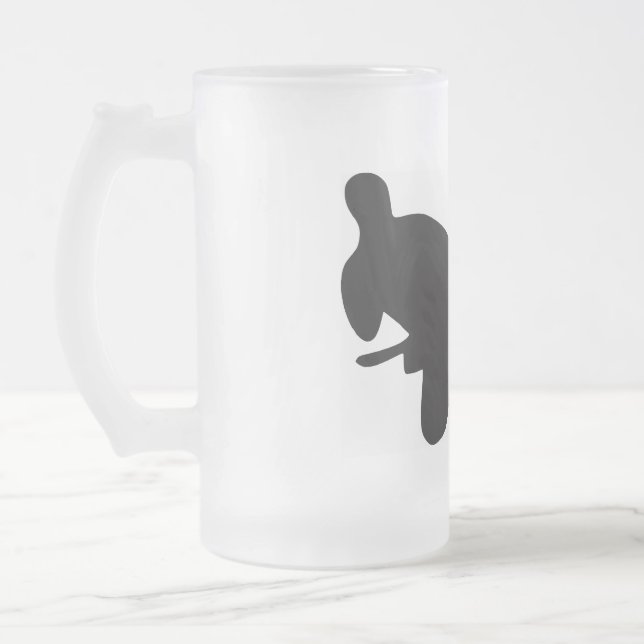 Karate Kick Silhouette Frosted Glass Beer Mug (Left)
