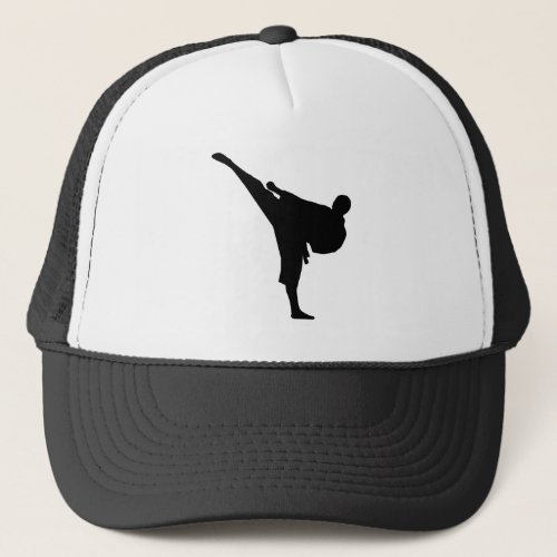 Karate kick trucker hat for martial arts fighter