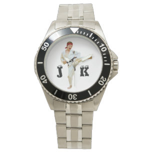Karate Kicking Black Belt Customize Monogram Watch