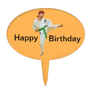 Karate Kicking Cake Topper, Customizable Topper