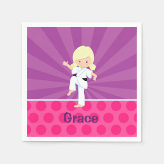 Karate Kid Girl Purple Rays Napkin Blonde