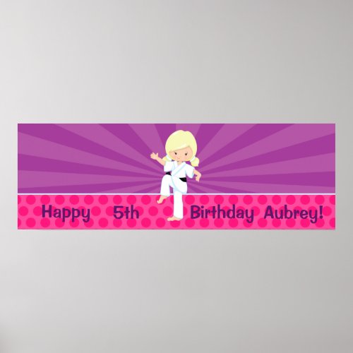 Karate Kid Girl Purple Rays Poster Blond