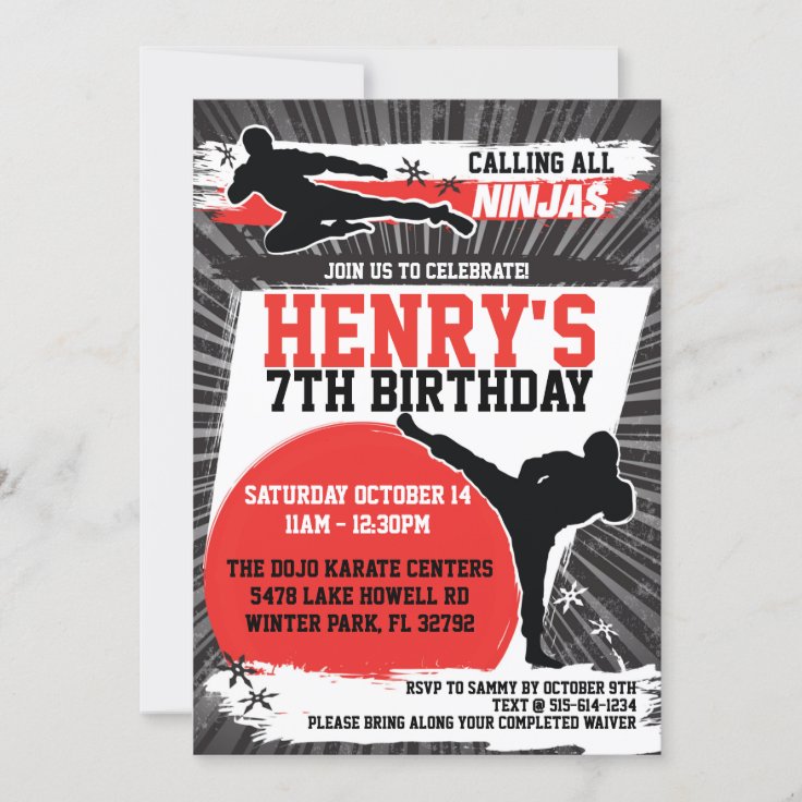 Karate Kid Martial Arts Birthday Party Invitation Zazzle