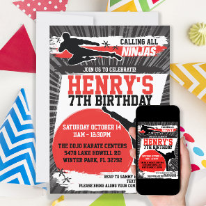 Karate Kid Ninja Martial Arts Birthday Party Invitation