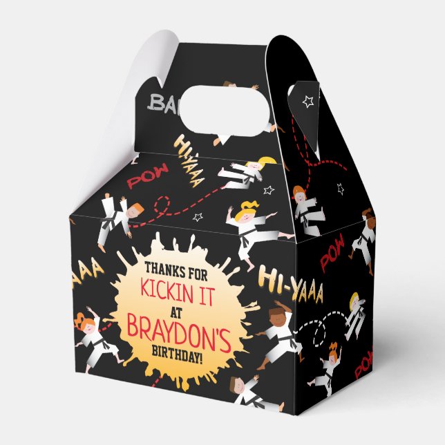Karate Kids Children Birthday Party Favor Gift Box (Front Side)