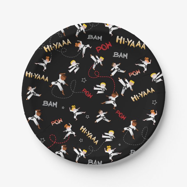 Karate Kids Taekwondo Children Birthday Party Gift Paper Plates (Front)