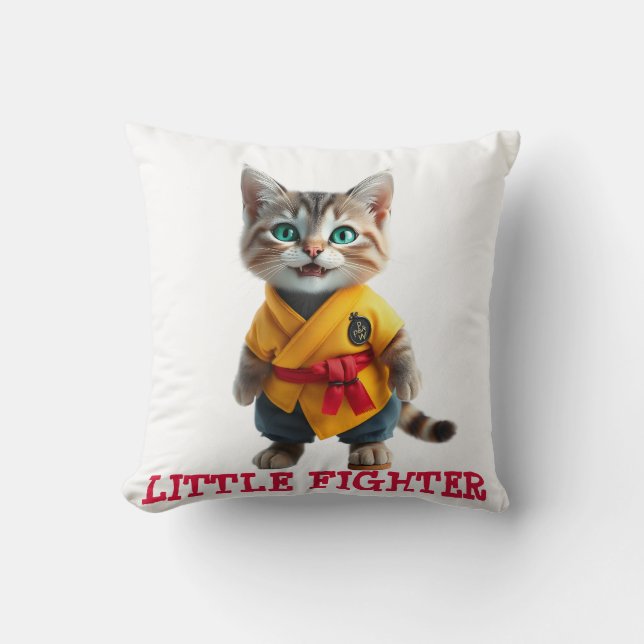 🥋 Karate Kitten Master - Cute Fighter Throw Pillow (Front)