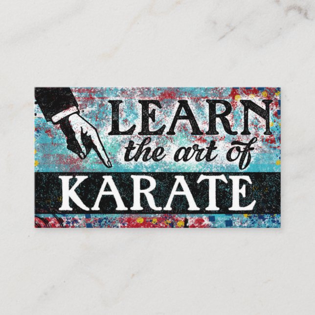 Karate Lessons Business Cards - Blue Red (Front)