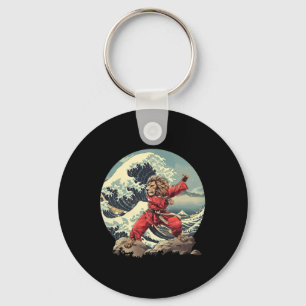 Karate Lion Waves Mount Fuji Kickboxing Taekwondo Keychain