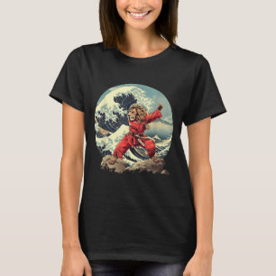 Karate Lion Waves Mount Fuji Kickboxing Taekwondo T-Shirt