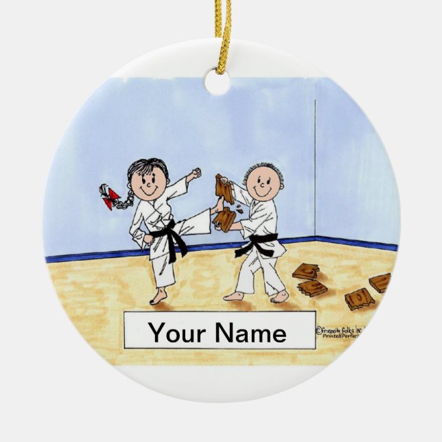 Karate - Male & Female Ceramic Ornament (Front)