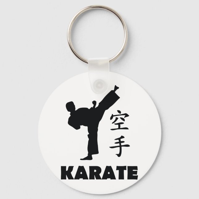 karate man chinese symbols icon keychain (Front)
